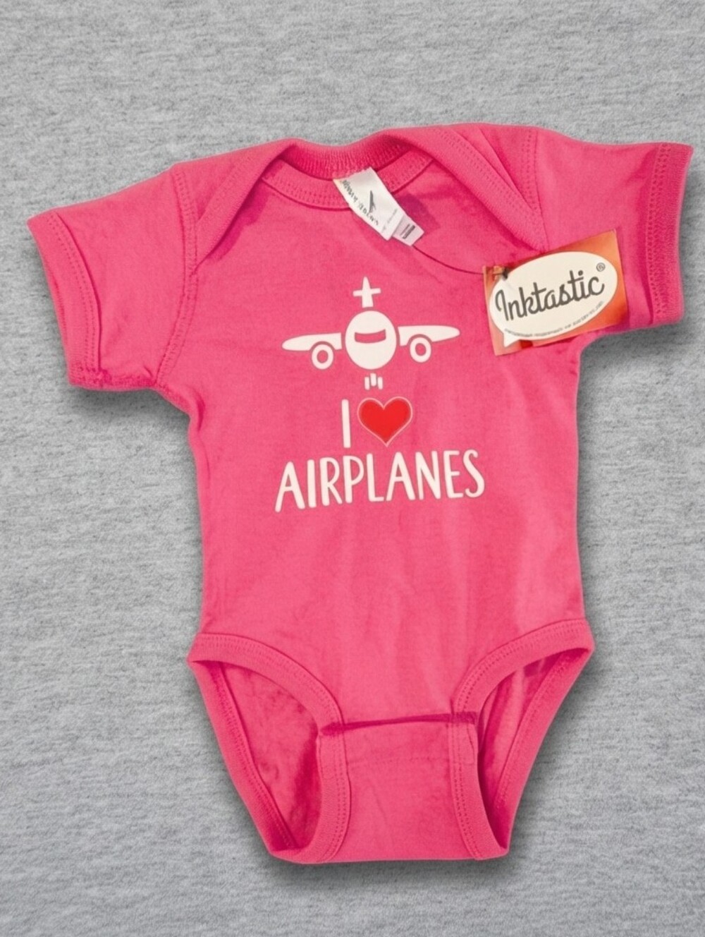 Rabbit Skins NWT NB Hot Pink Baby Bodysuit with White Print